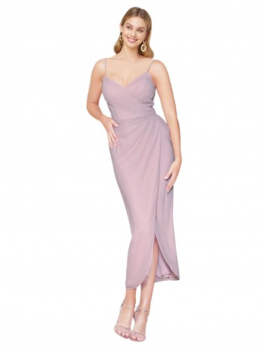 Purcahse  V-Back Sleeveless Spaghetti Straps Mermaid Soft Chiffon High Low Evening Dress UK