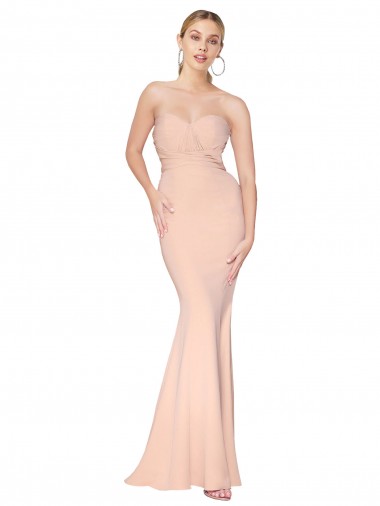 Purcahse  Nude Sleeveless Sweetheart Mermaid Stretch Crepe Evening Dress UK