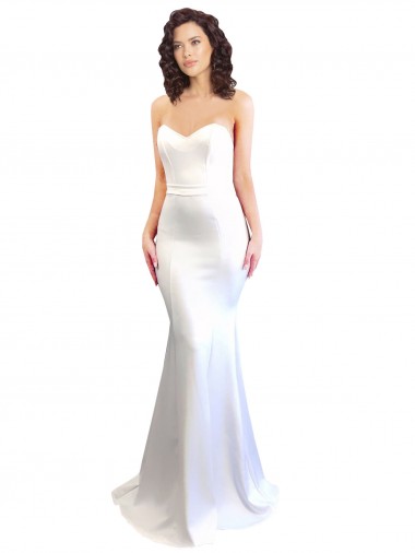 Purcahse  Low Back White Sleeveless Sweetheart Mermaid Stretch Crepe Formal Evening Dress UK