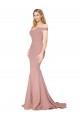 Purcahse  Dusty Pink Sleeveless Off the Shoulder Mermaid Stretch Crepe Formal Evening Dress UK