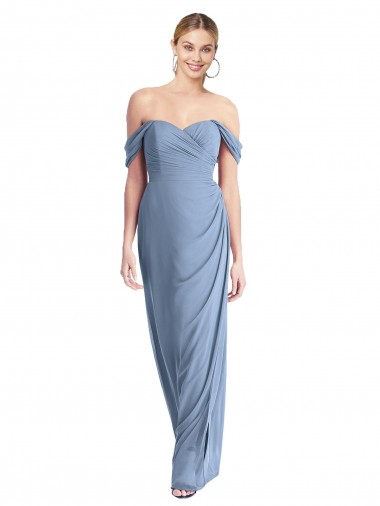 Purcahse  Low Back Sleeveless Off the Shoulder Mermaid Soft Chiffon Semi Formal Evening Dress UK