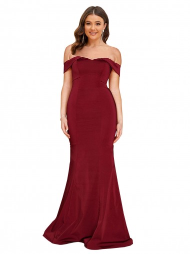 Purcahse  Sleeveless Off the Shoulder Mermaid Spandex Plus Size Formal Evening Dress UK