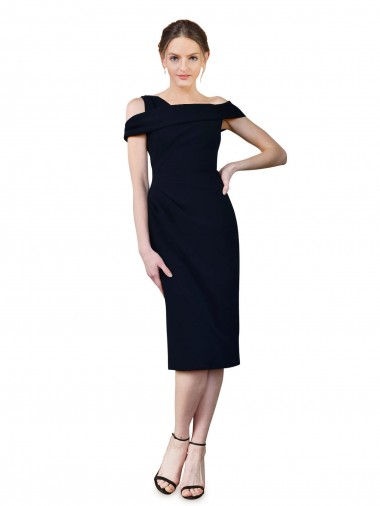 Purcahse  Dark Navy Sleeveless Off the Shoulder Mermaid Stretch Crepe Evening Dresses UK