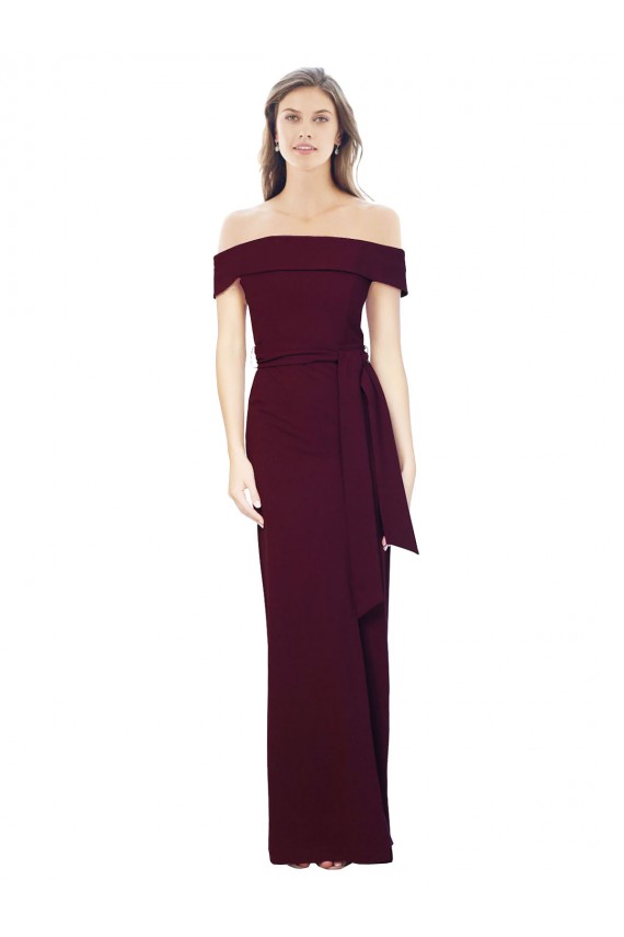Purcahse  Low Back Burgundy Gold Sleeveless Off the Shoulder Mermaid Stretch Crepe Formal Evening Dress UK