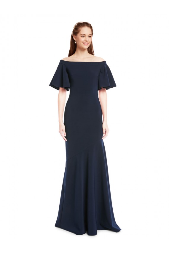 Purcahse  Short Sleeves Off the Shoulder Mermaid Stretch Crepe Evening Dress UK