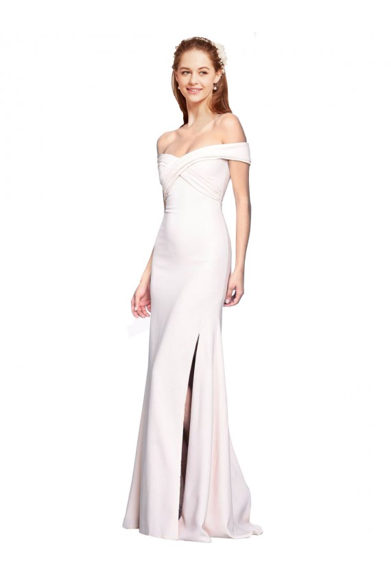 Purcahse  White Sleeveless Off the Shoulder Mermaid Stretch Crepe Evening Dress UK