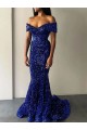 Purcahse  Sleeveless Off the Shoulder Mermaid Velvet Sequin Evening Dresses UK
