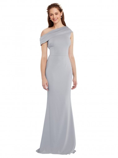Purcahse  Grey Sleeveless One Shoulder Mermaid Stretch Crepe Evening Dress UK