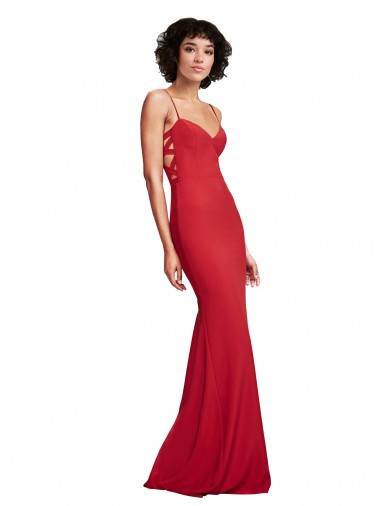 Purcahse  Sleeveless Spaghetti Straps Mermaid Stretch Crepe Long Evening Dress UK