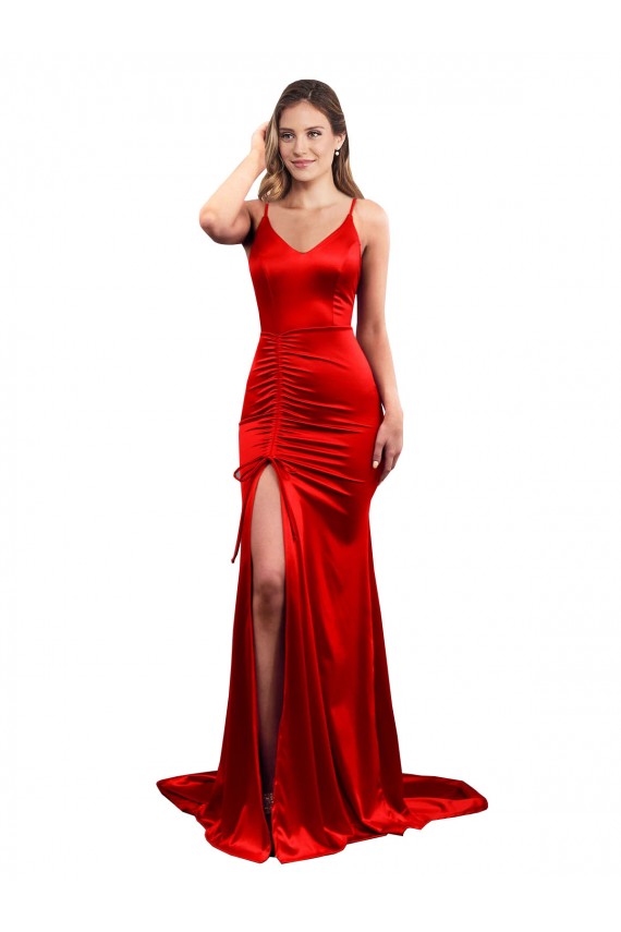 Purcahse  Low Back Sleeveless Sweetheart Mermaid Stretch Satin Evening Dress UK