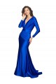 Purcahse  V-Back Long Sleeves V-Neck Mermaid Silky Satin Formal Evening Dress UK