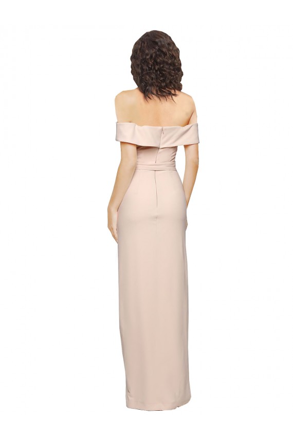 Purcahse  Low Back Nude Sleeveless Off the Shoulder Mermaid Stretch Crepe Formal Evening Dress UK