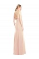 Purcahse  Open Back Nude Sleeveless Bateau Neck Trumpet Stretch Crepe Semi Formal Evening Dress UK