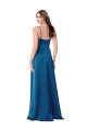 Purcahse  Low Back Peacock Blue Sleeveless Spaghetti Straps A-Line Silky Satin Formal Evening Dress UK