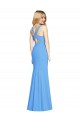 Purcahse  Keyhole Back Peacock Blue Sleeveless V-Neck Trumpet Stretch Crepe Semi Formal Evening Dress UK