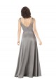 Purcahse  Pearl Grey Sleeveless V-Neck A-Line Silky Satin Formal Evening Dress UK