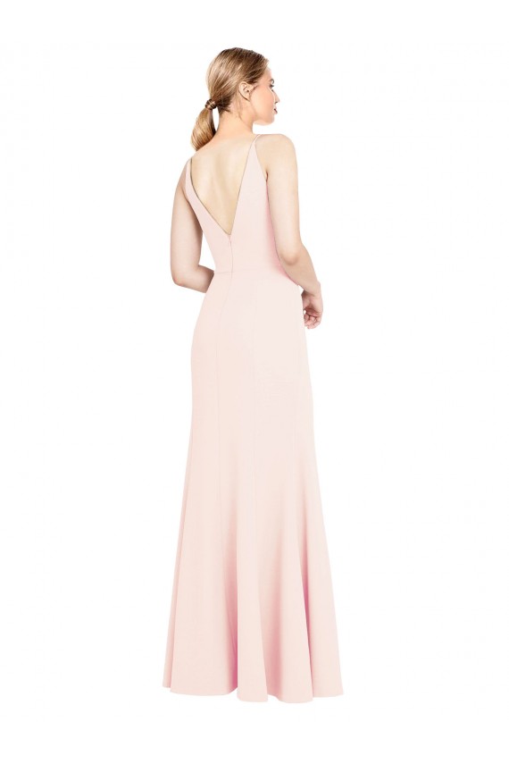 Purcahse  V-Back Pink Sleeveless V-Neck A-Line Stretch Crepe Formal Evening Dress UK