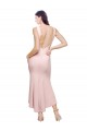 Purcahse  Low Back Sleeveless High Neck Sheath Stretch Crepe High Low Evening Dress UK