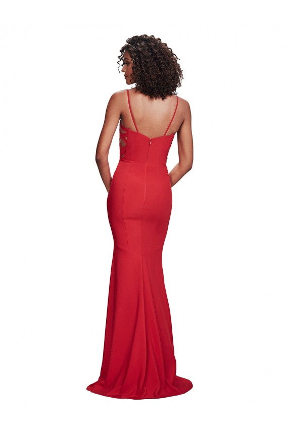 Purcahse  Sleeveless Spaghetti Straps Mermaid Stretch Crepe Long Evening Dress UK