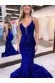 Purcahse  Sleeveless V-Neck Mermaid Velvet Sequin Evening Dress UK