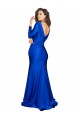 Purcahse  V-Back Long Sleeves V-Neck Mermaid Silky Satin Formal Evening Dress UK