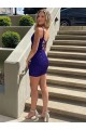 Purcahse  Sleeveless V-Neck Sheath Velvet Sequin Short Evening Gown UK