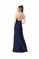 Purcahse  Criss Cross Back Sleeveless High Neck Sheath Silky Satin Formal Evening Dress UK