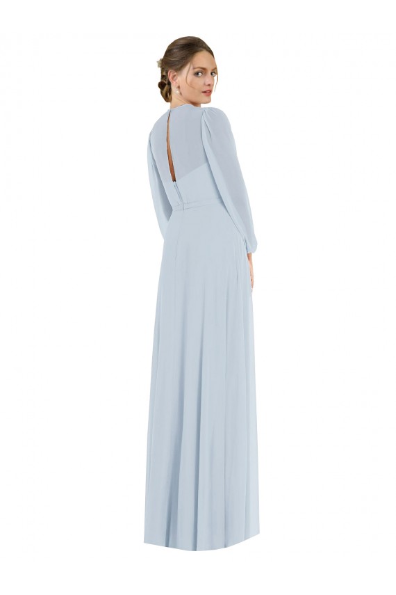 Purcahse  Keyhole Back Puff Sleeves Strapless A-Line Soft Chiffon Formal Evening Dress UK