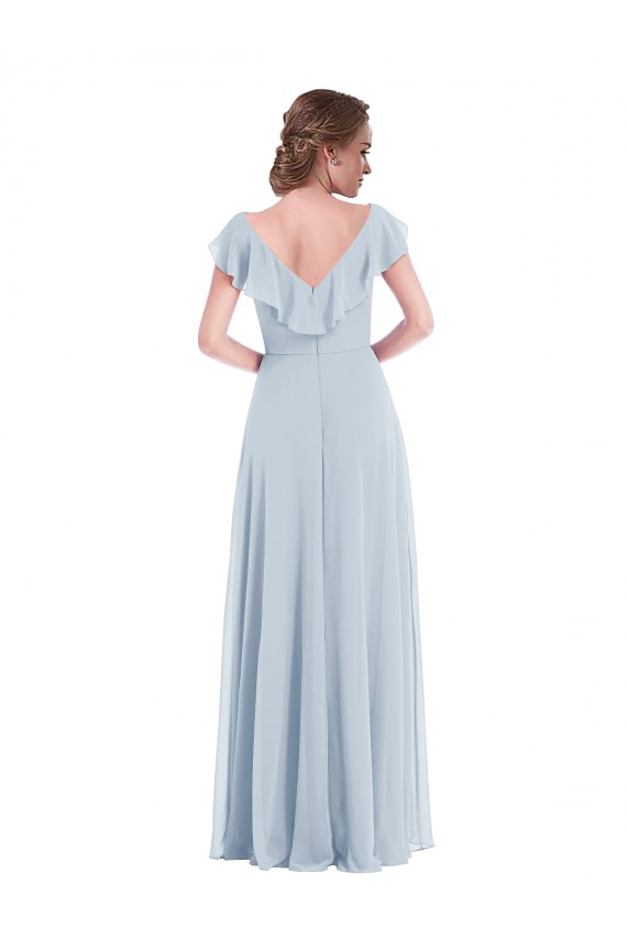 Purcahse  V-Back Sea Glass Sleeveless V-Neck A-Line Soft Chiffon Black Tie Evening Dress UK