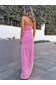 Purcahse  Sleeveless Halter Neck Sheath Velvet Sequin Evening Dress UK