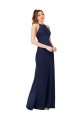 Purcahse  Criss Cross Back Sleeveless High Neck Sheath Silky Satin Formal Evening Dress UK
