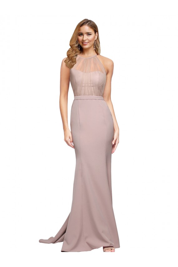 Purcahse  Dusty Pink Sleeveless Sweetheart Sheath Stretch Crepe Formal Evening Dress UK