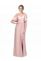 Purcahse  Low Back Cold Shoulder Off the Shoulder Sheath Silky Satin Formal Evening Dress UK