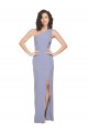 Purcahse  Smoke Blue Sleeveless One Shoulder Sheath Stretch Crepe Formal Evening Dress UK