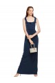Purcahse  Low Back Dark Navy Sleeveless Scoop Neck Sheath Stretch Crepe Formal Evening Dress UK