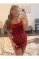 Purcahse  Burgundy Sleeveless Spaghetti Straps Sheath Velvet Sequin Evening Dress UK