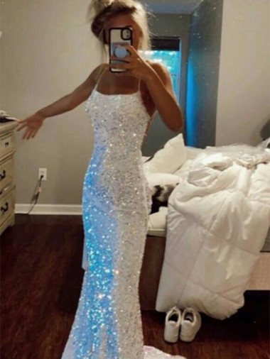 Purcahse  Sleeveless Spaghetti Straps Sheath Velvet Sequin Semi Formal Evening Dress UK