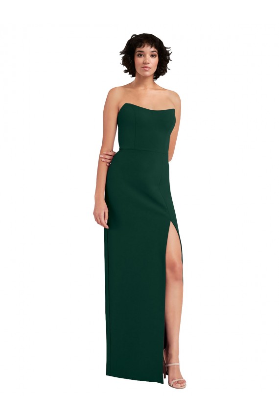 Purcahse  Low Back Midnight Green Sleeveless Scoop Neck Sheath Stretch Crepe Formal Evening Dress UK