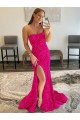 Purcahse  Fuchsia Sleeveless Strapless Sheath Velvet Sequin Evening Dress UK