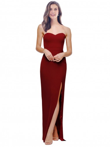 Purcahse  Low Back Sleeveless Sweetheart Sheath Stretch Crepe Evening Dress UK