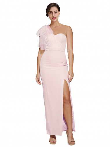 Purcahse  Low Back Sleeveless One Shoulder Sheath Stretch Crepe Formal Evening Dress UK