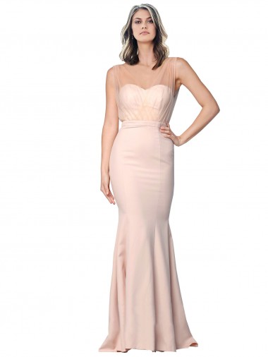 Purcahse  Low Back Sleeveless Sweetheart Sheath Stretch Crepe & Tulle Formal Evening Dress UK