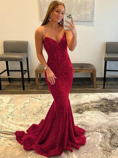 Purcahse  Burgundy Sleeveless Sweetheart Sheath Velvet Sequin Evening Gown UK
