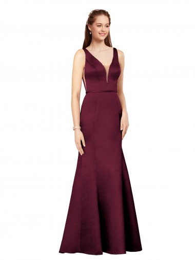 Purcahse  V-Back Sleeveless V-Neck Sheath Satin Formal Evening Dress UK