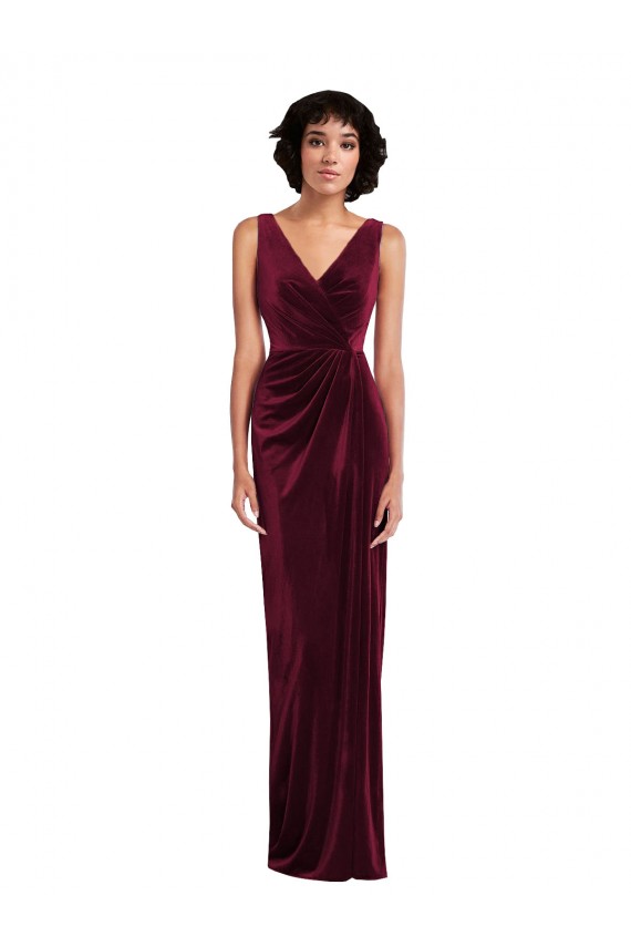 Purcahse  Sleeveless V-Neck Sheath Stretch Velvet Semi Formal Evening Dress UK