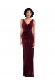 Purcahse  Sleeveless V-Neck Sheath Stretch Velvet Semi Formal Evening Dress UK