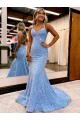 Purcahse  Periwinkle Sleeveless V-Neck Sheath Velvet Sequin Evening Dress UK