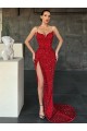 Purcahse  Red Sleeveless V-Neck Sheath Velvet Sequin Evening Dress UK
