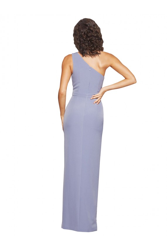 Purcahse  Smoke Blue Sleeveless One Shoulder Sheath Stretch Crepe Formal Evening Dress UK