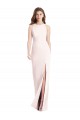 Purcahse  Open Back Pink Sleeveless Bateau Neck Trumpet Stretch Crepe Semi Formal Evening Dress UK